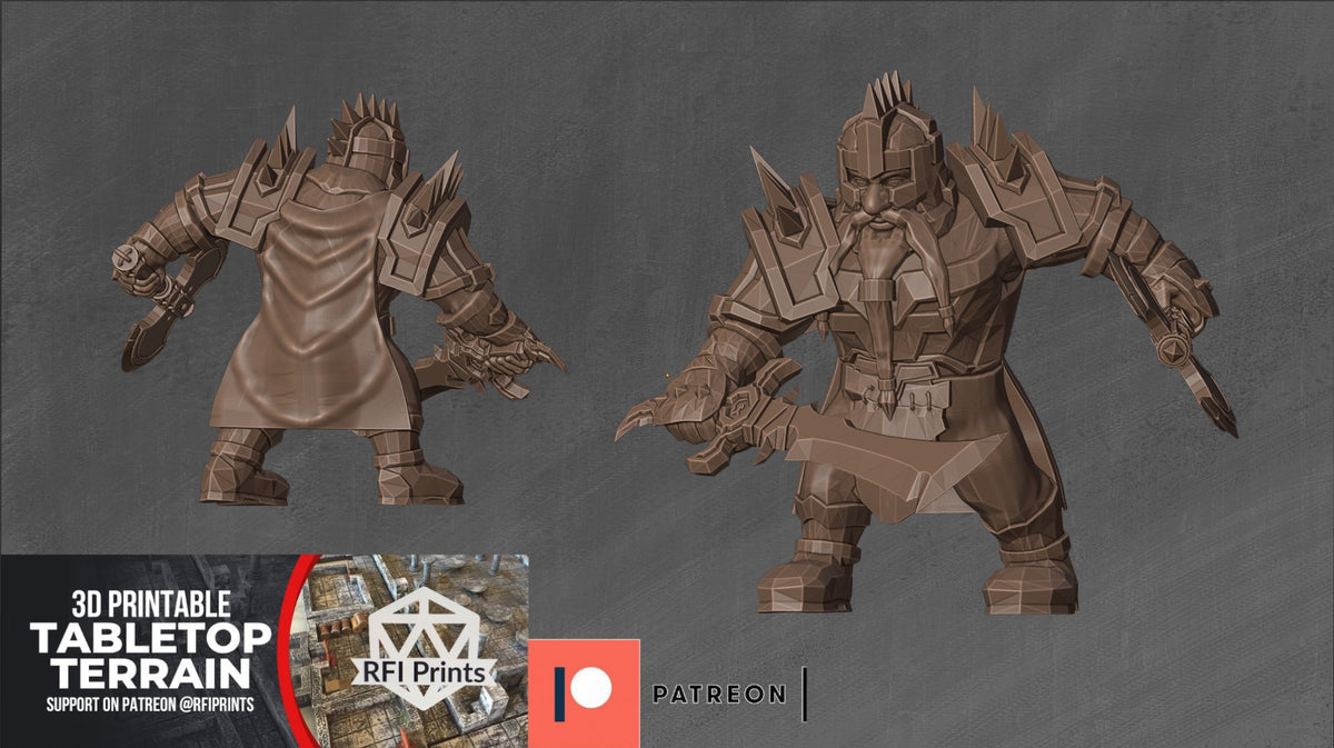 Dwarf Berserker – RFIPRINTS 3D Printed Miniature (32mm) - image 3