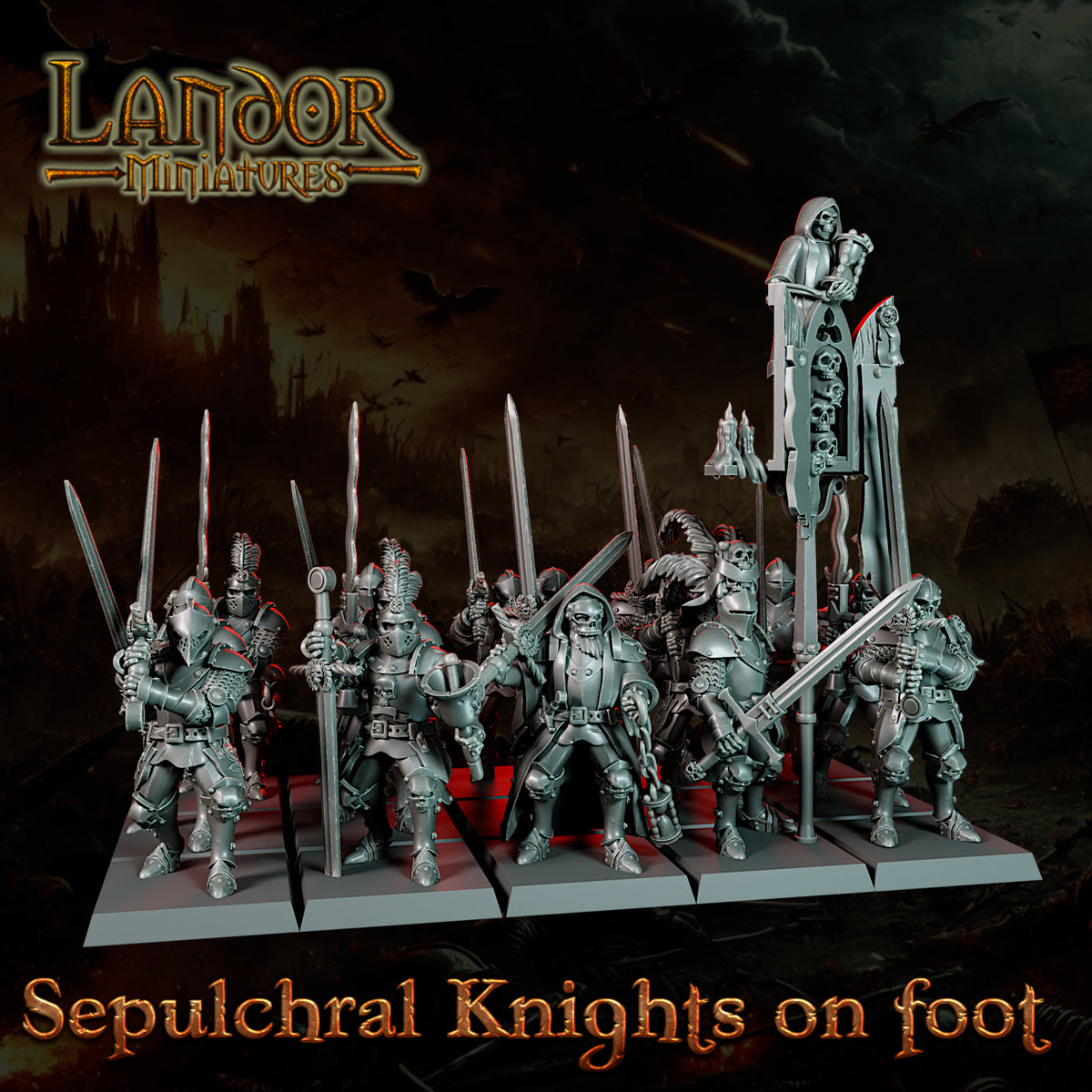 Sepulchral Knights on foot – Landor Miniatures 3D Printed Miniature (32mm) - image 6