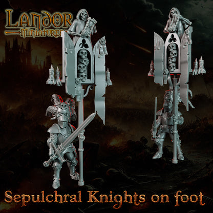 Sepulchral Knights on foot – Landor Miniatures 3D Printed Miniature (32mm) - image 1
