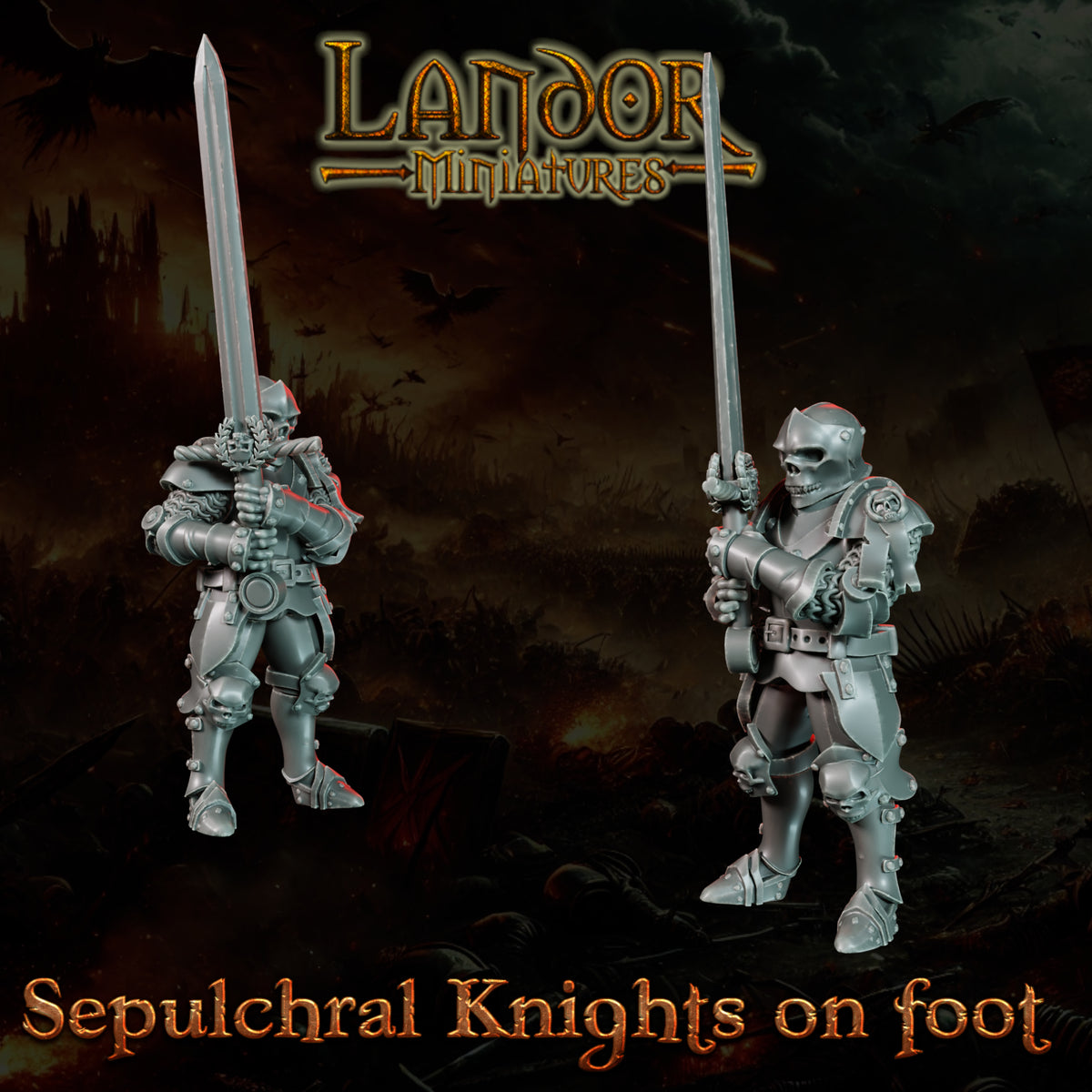 Sepulchral Knights on foot – Landor Miniatures 3D Printed Miniature (32mm) - image 7
