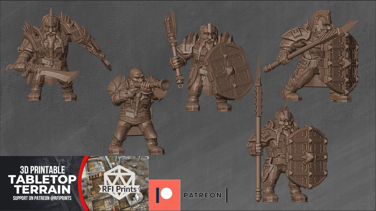 Dwarf Pack – RFIPRINTS 3D Printed Miniature (32mm) - image 4