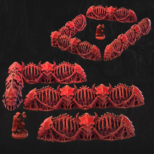 Ribcage Barricades Bone Dominion 3D printed tabletop terrain by 3DHexes