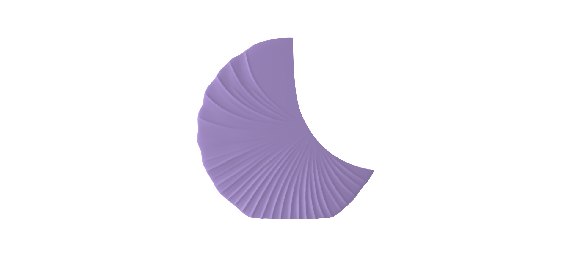 A single, curved, purple object resembling a shell or crescent moon against a black background.