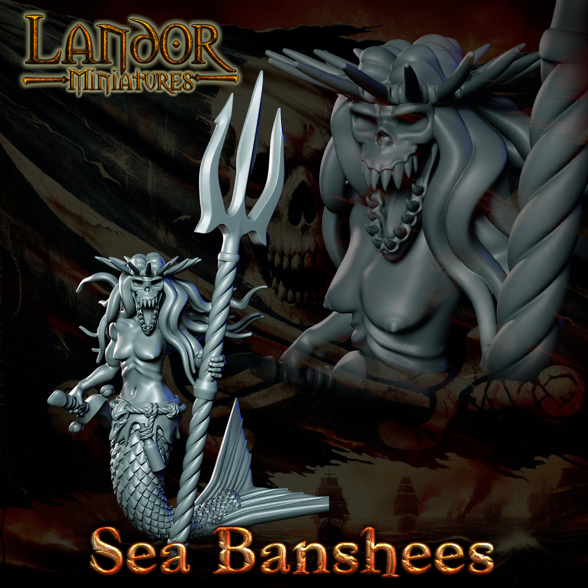 Sea Banshees – Landor Miniatures 3D Printed Miniature (32mm) - image 1