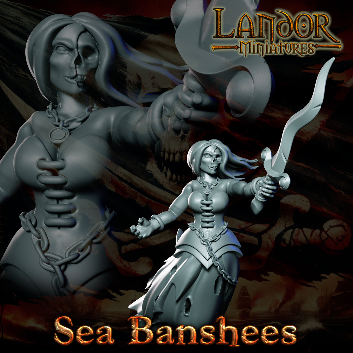 Sea Banshees – Landor Miniatures 3D Printed Miniature (32mm) - image 3