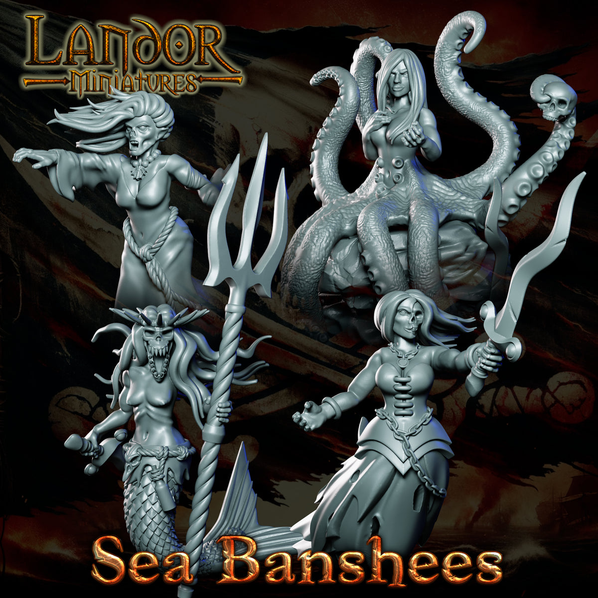 Sea Banshees – Landor Miniatures 3D Printed Miniature (32mm) - image 4