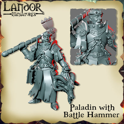 Paladin with Battle Hammer – Landor Miniatures 3D Printed Miniature (32mm) - image 2