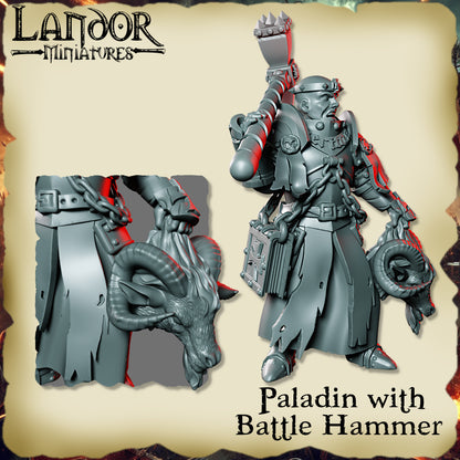 Paladin with Battle Hammer – Landor Miniatures 3D Printed Miniature (32mm) - image 1