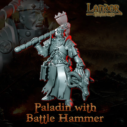 Paladin with Battle Hammer – Landor Miniatures 3D Printed Miniature (32mm) - image 3