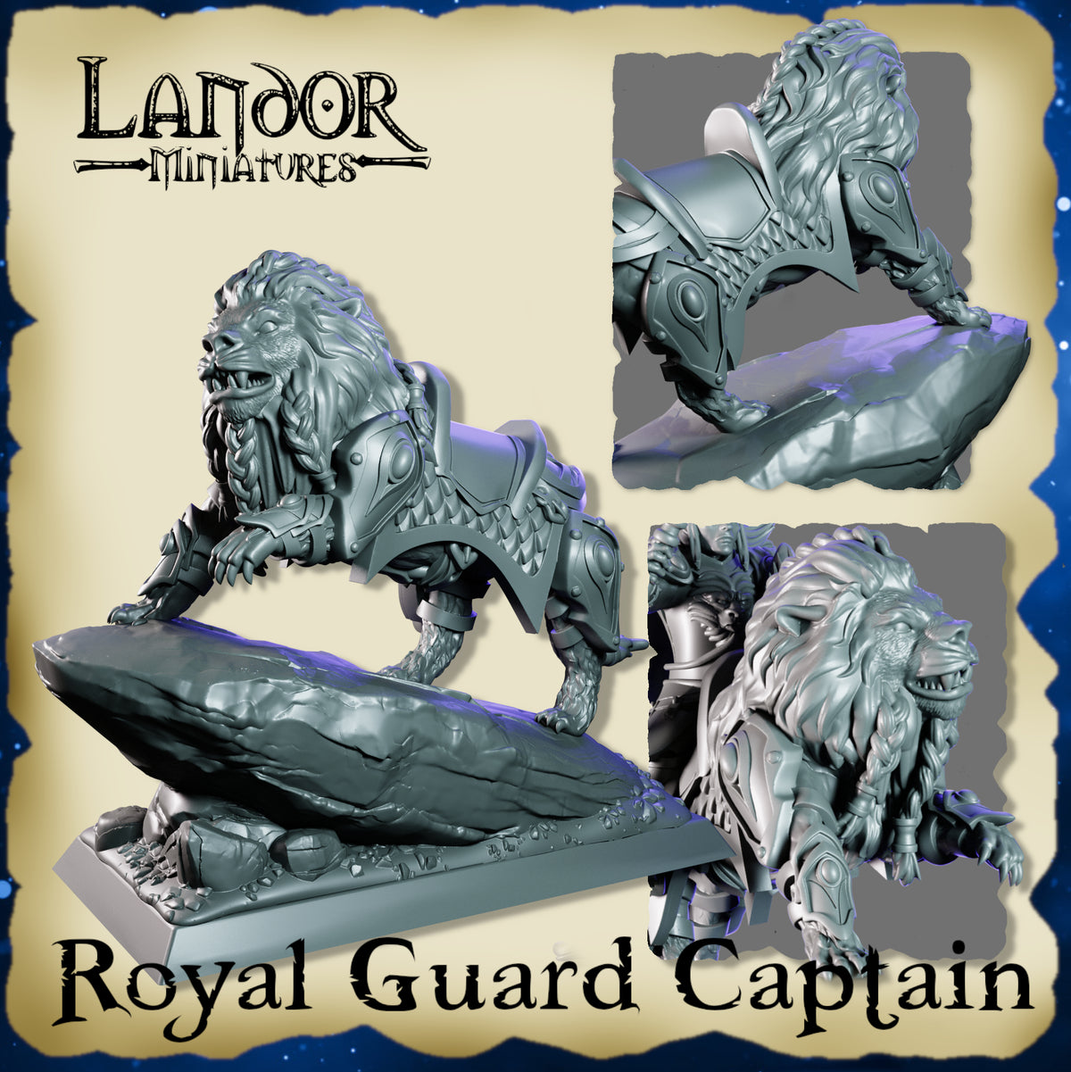 Royal Guard Captain – Landor Miniatures 3D Printed Miniature (32mm) - image 3