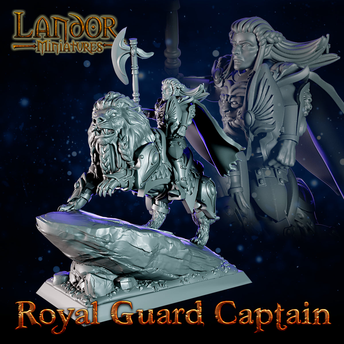 Royal Guard Captain – Landor Miniatures 3D Printed Miniature (32mm) - image 4