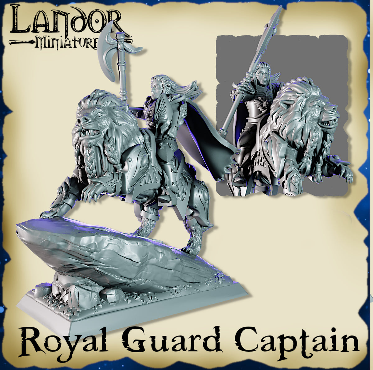 Royal Guard Captain – Landor Miniatures 3D Printed Miniature (32mm) - image 2
