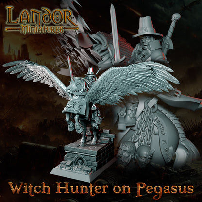Witch Hunter on Pegasus – Landor Miniatures 3D Printed Miniature (32mm) - image 5