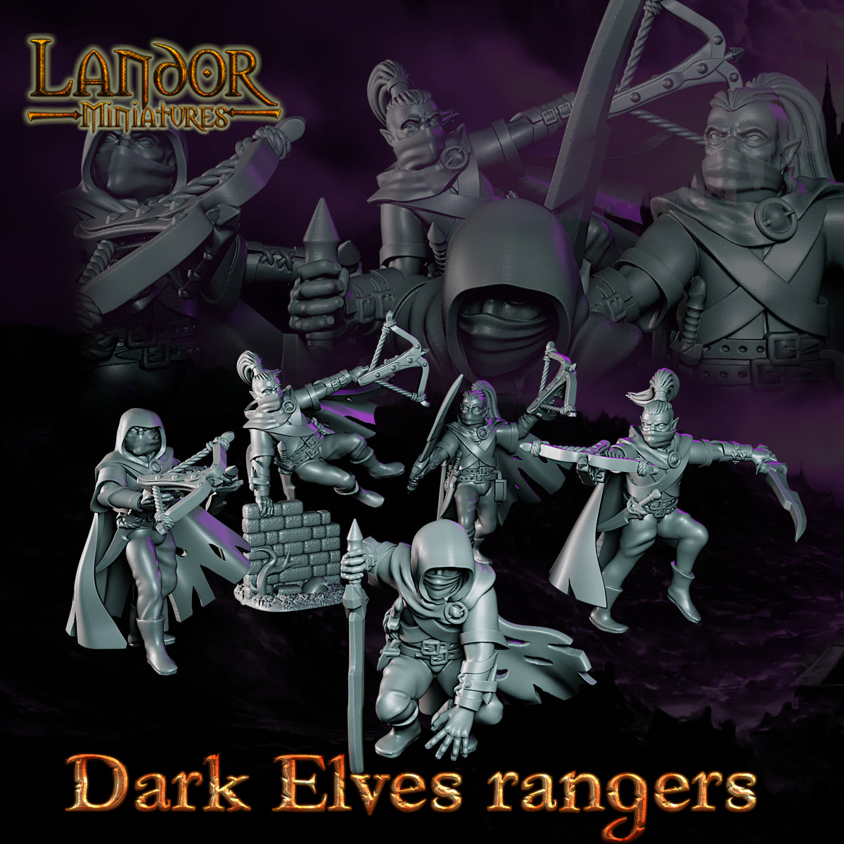 Dark Elves Rangers – Landor Miniatures 3D Printed Miniature (32mm) - image 5