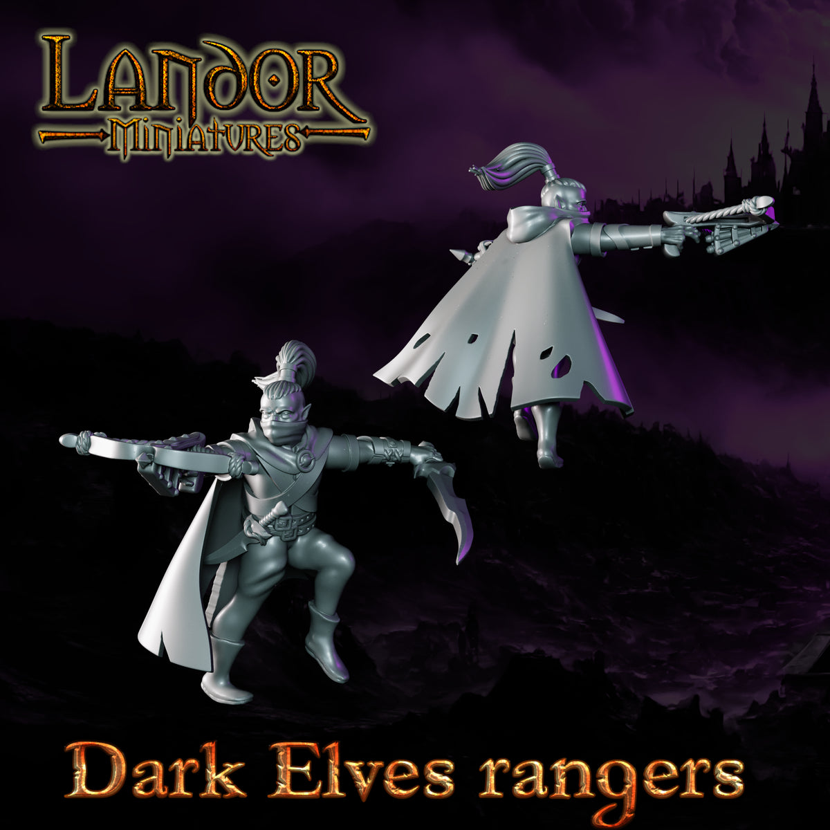 Dark Elves Rangers – Landor Miniatures 3D Printed Miniature (32mm) - image 4