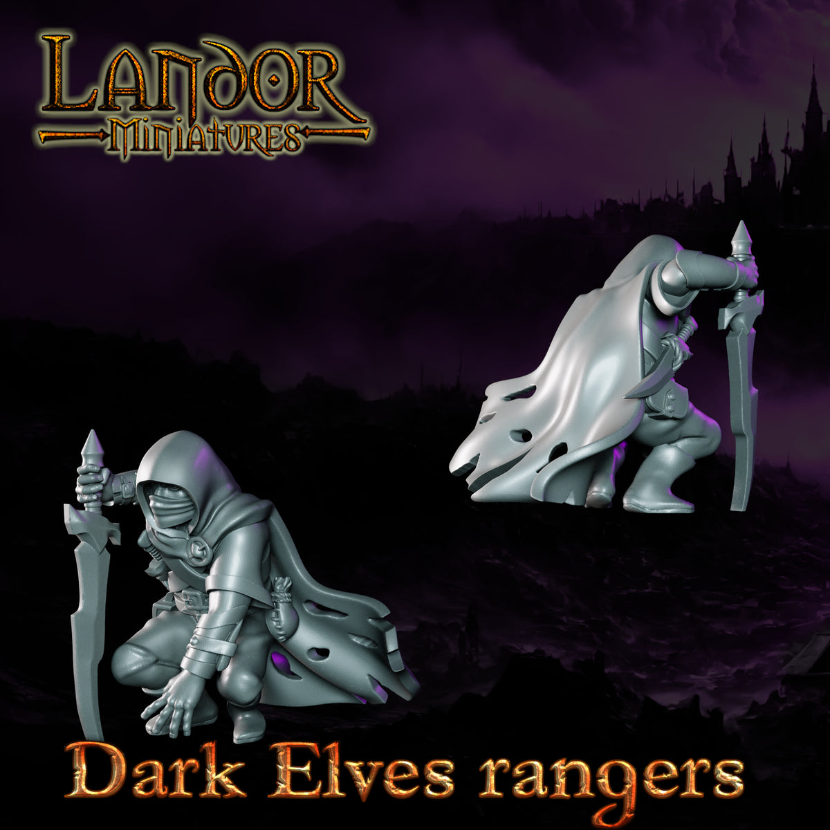 Dark Elves Rangers – Landor Miniatures 3D Printed Miniature (32mm) - image 3