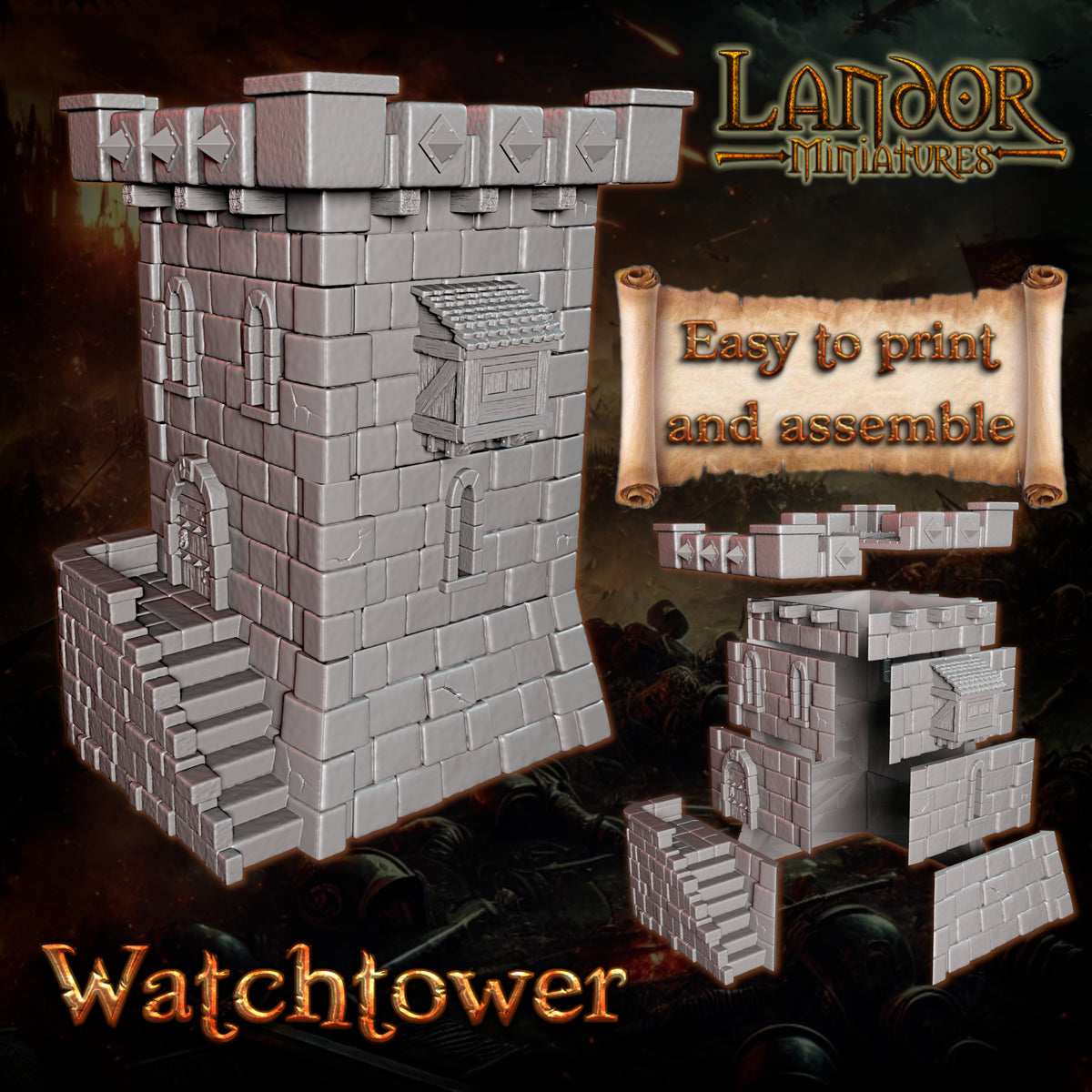 Watchtower – Landor Miniatures 3D Printed Miniature (32mm) - image 1