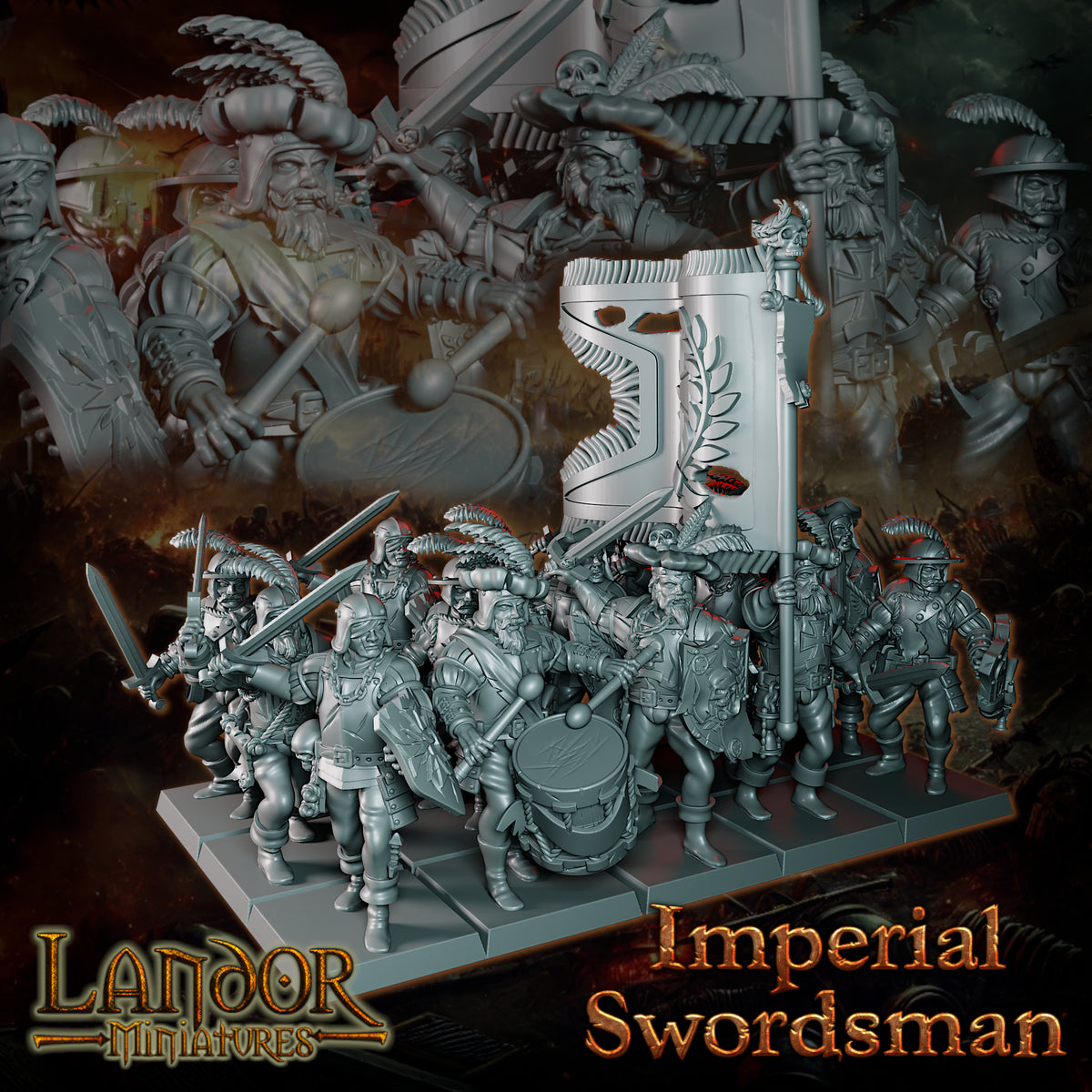 Imperial Swordsmen – Landor Miniatures 3D Printed Miniature (32mm) - image 2