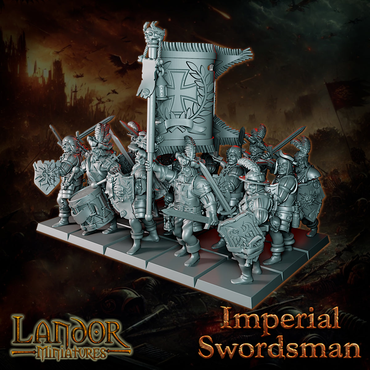 Imperial Swordsmen – Landor Miniatures 3D Printed Miniature (32mm) - image 1