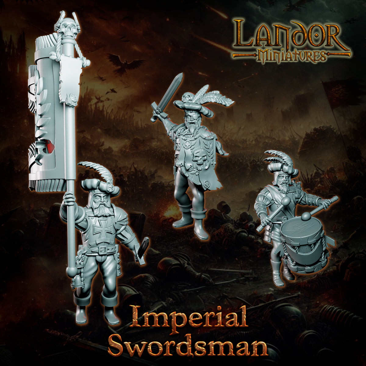 Imperial Swordsmen – Landor Miniatures 3D Printed Miniature (32mm) - image 4
