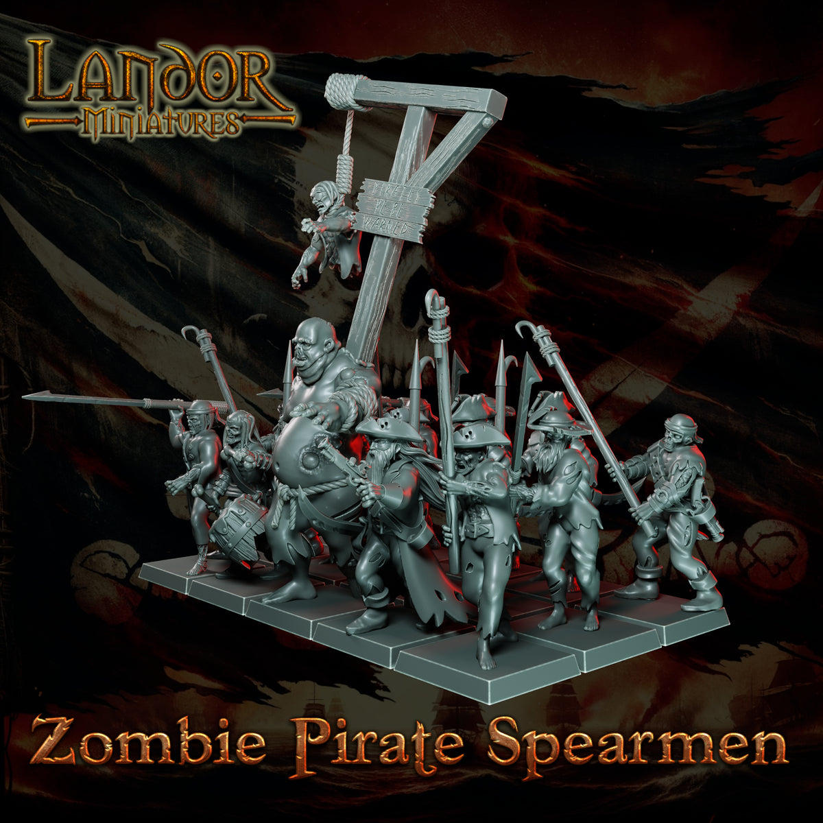 Zombie Pirates Spearmen – Landor Miniatures 3D Printed Miniature (32mm) - image 2