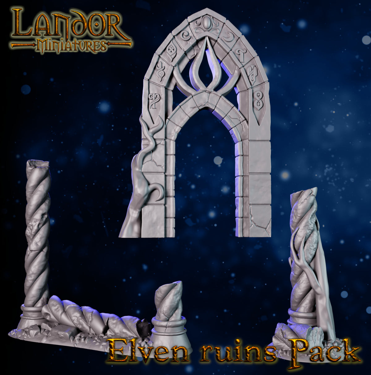 Elven Ruins – Landor Miniatures 3D Printed Miniature (32mm) - image 1