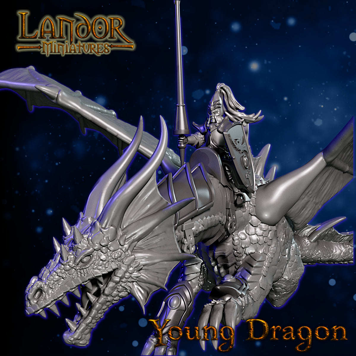 Young Dragon – Landor Miniatures 3D Printed Miniature (32mm) - image 1