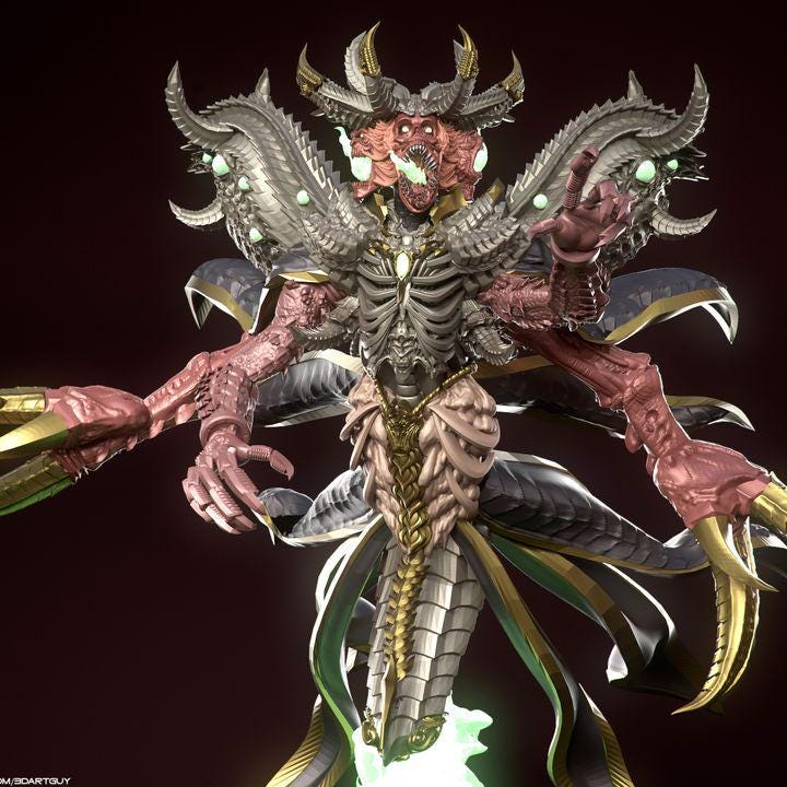 Belial Demon Fantasy Model 2 Versions 50mm 75mm 100mm 150mm {By3DArtGuy}