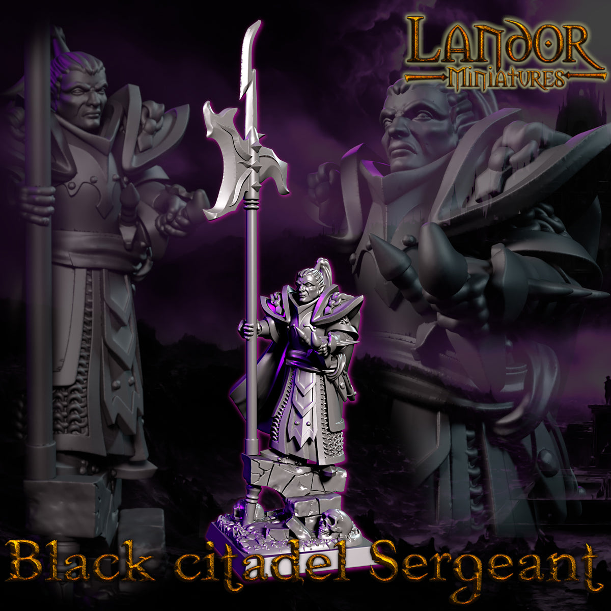 Black Citadel Sergeant – Landor Miniatures 3D Printed Miniature (32mm) - image 1