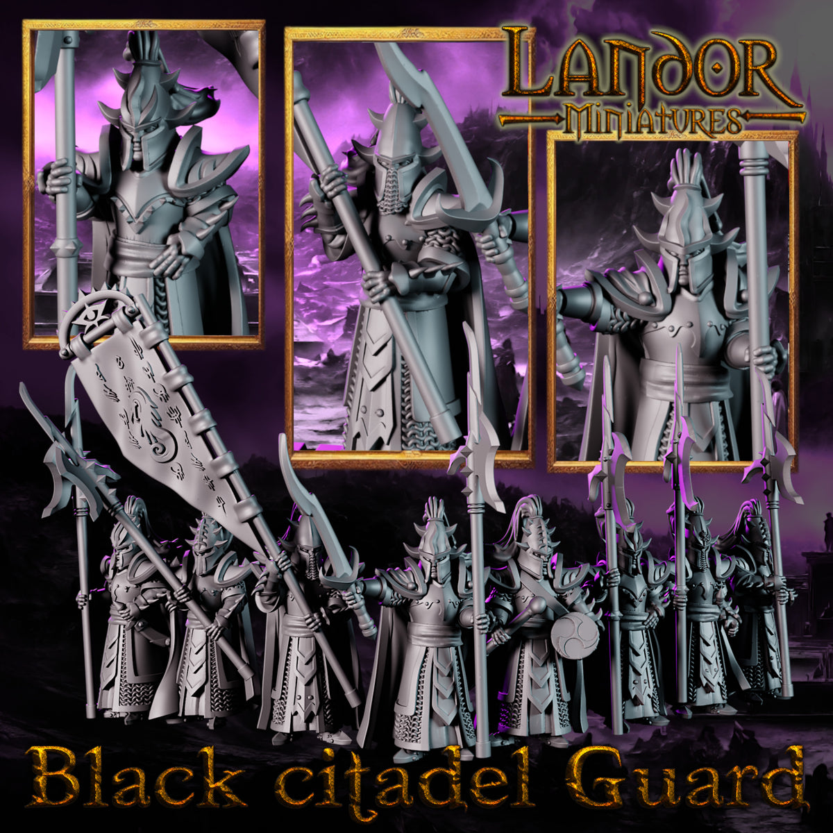 Black Citadel Guard – Landor Miniatures 3D Printed Miniature (32mm) - image 2