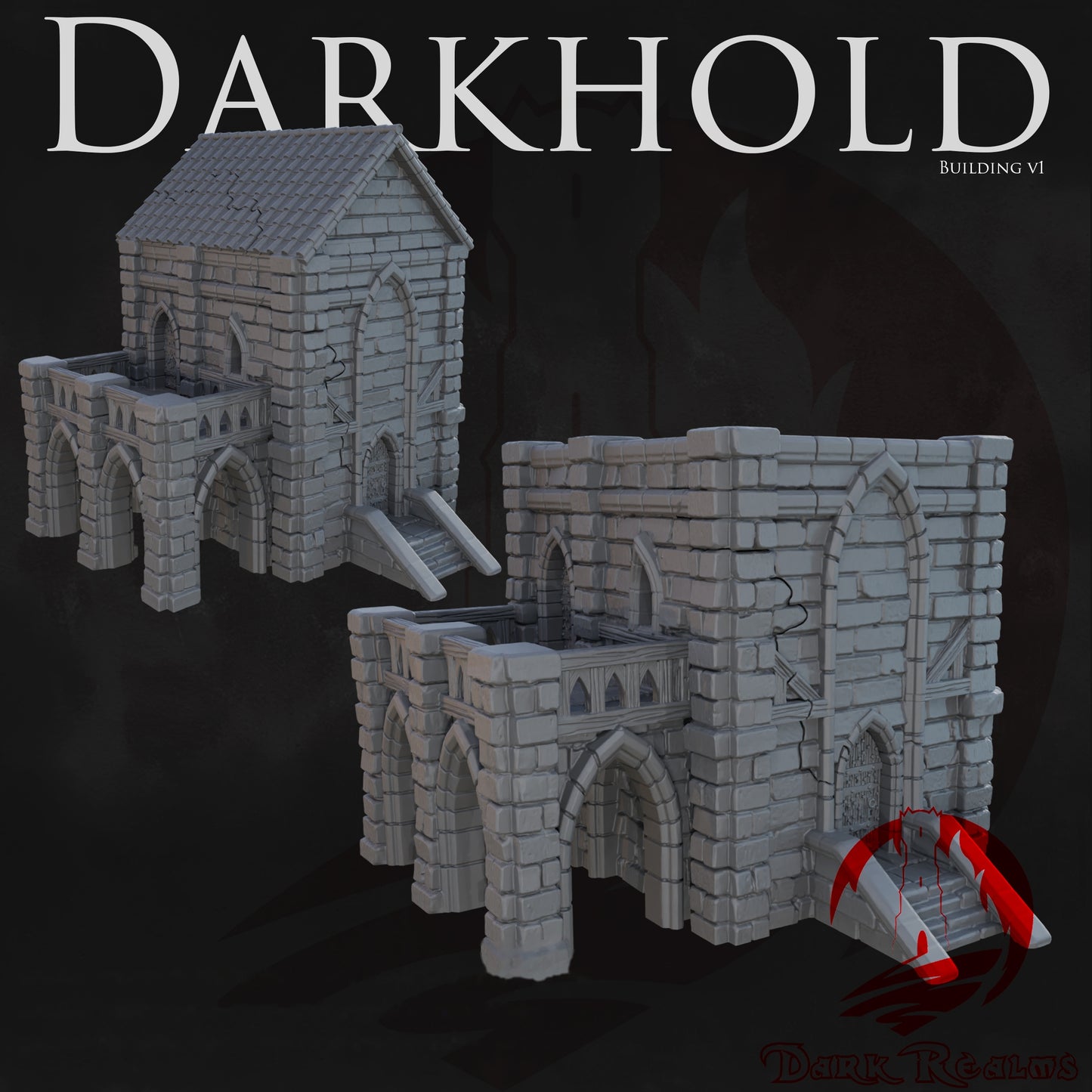 Building v1 – Darkhold Bastion Damaged/Intact Versions| Tabletop Terrain (28mm)