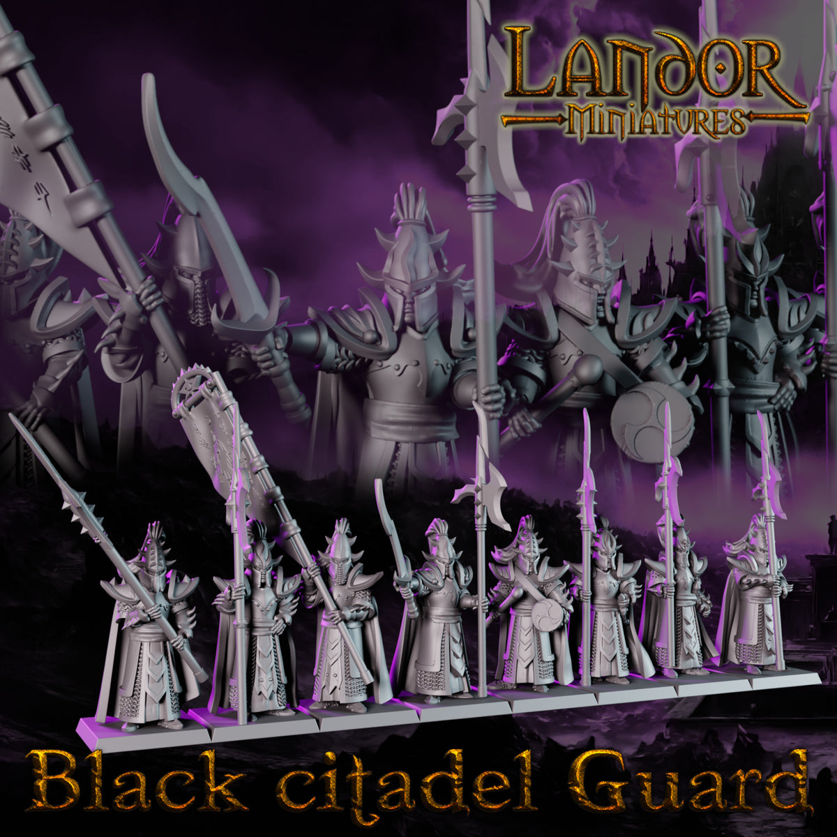Black Citadel Guard – Landor Miniatures 3D Printed Miniature (32mm) - image 1