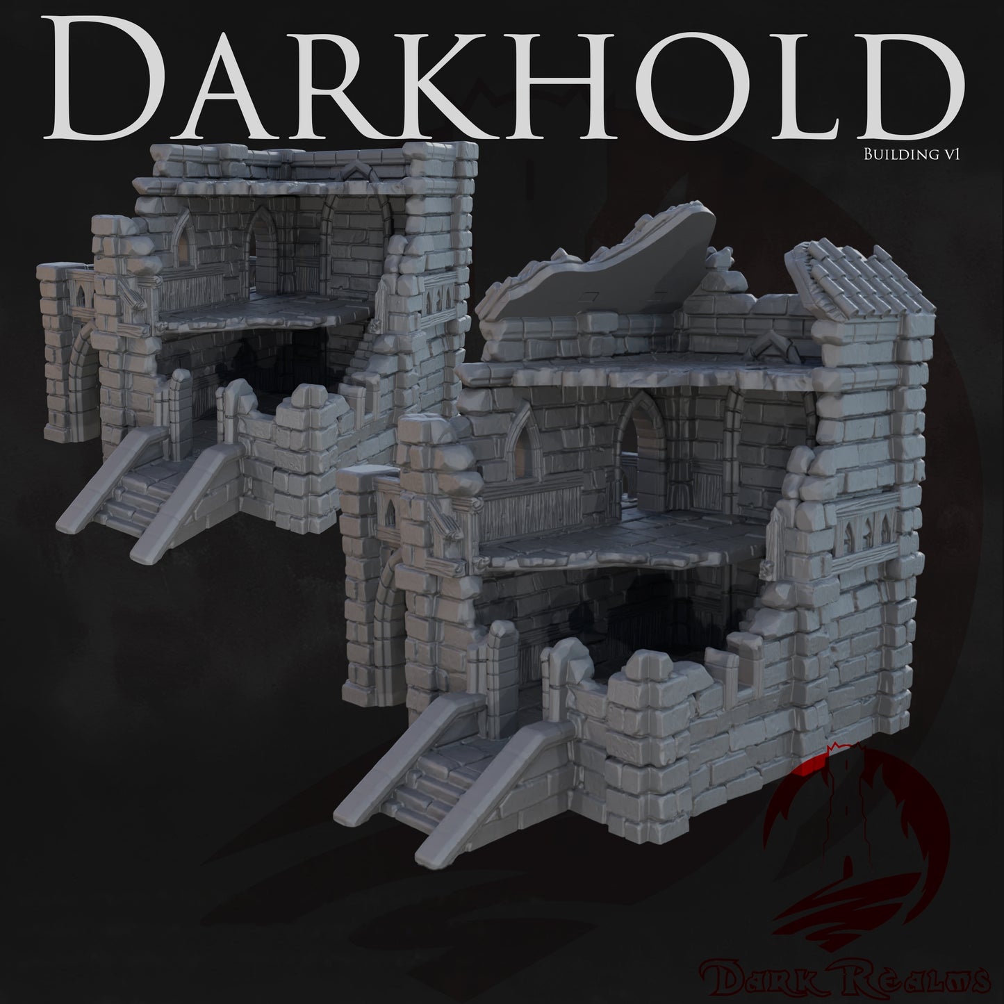 Building v1 – Darkhold Bastion Damaged/Intact Versions| Tabletop Terrain (28mm)