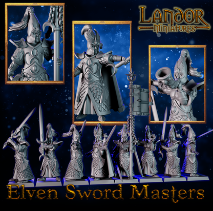 Elven Sword Masters – Landor Miniatures 3D Printed Miniature (32mm) - image 3