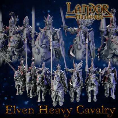 Elven Heavy Cavalry – Landor Miniatures 3D Printed Miniature (32mm) - image 1