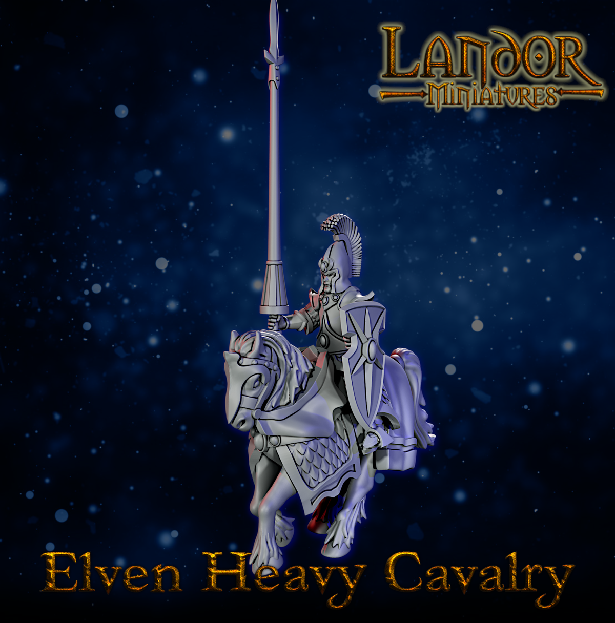 Elven Heavy Cavalry – Landor Miniatures 3D Printed Miniature (32mm) - image 5