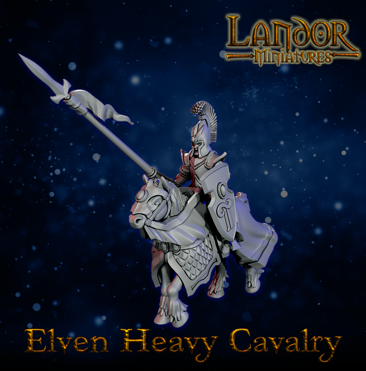 Elven Heavy Cavalry – Landor Miniatures 3D Printed Miniature (32mm) - image 3