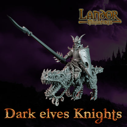Dark elves Knights – Landor Miniatures 3D Printed Miniature (32mm) - image 1