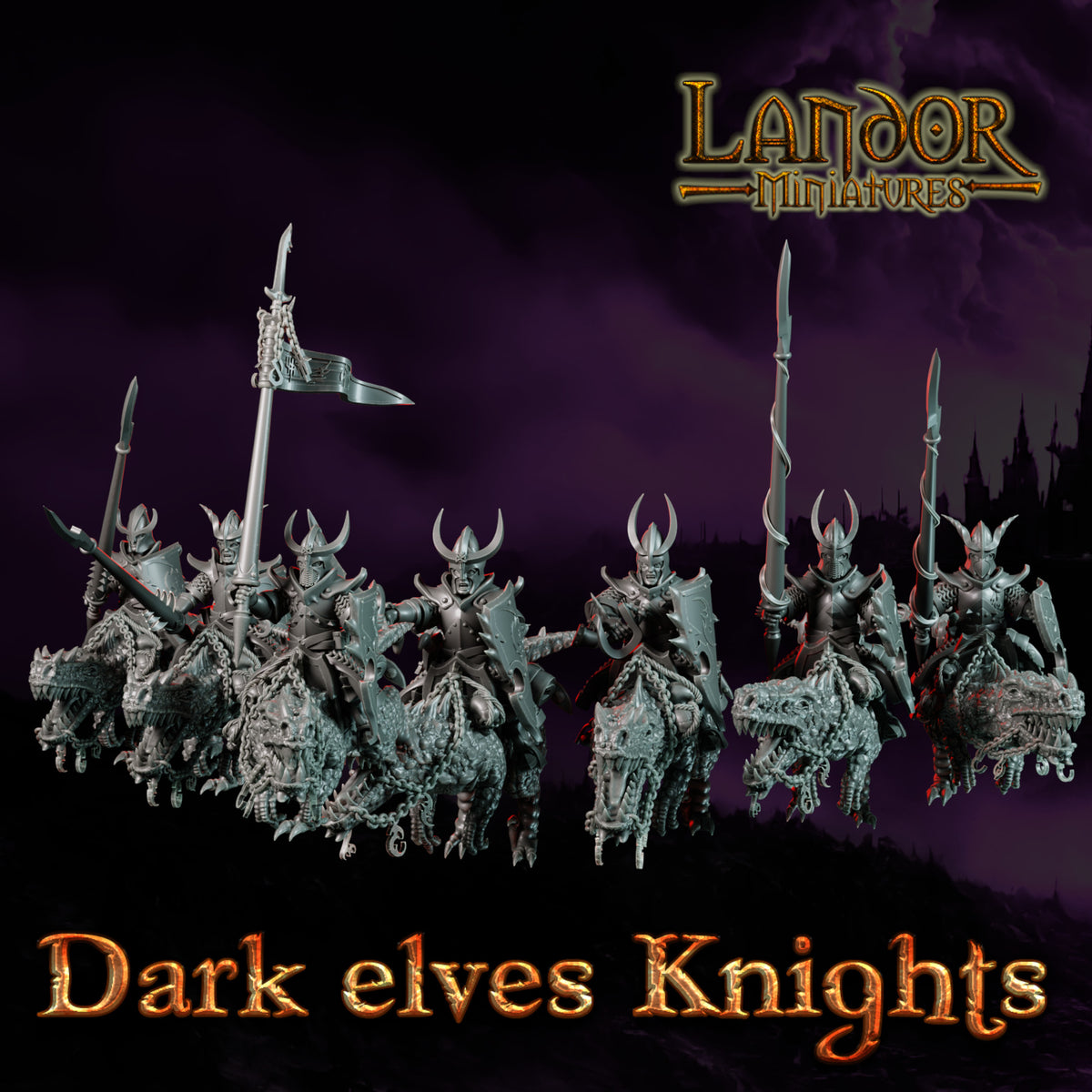 Dark elves Knights – Landor Miniatures 3D Printed Miniature (32mm) - image 2