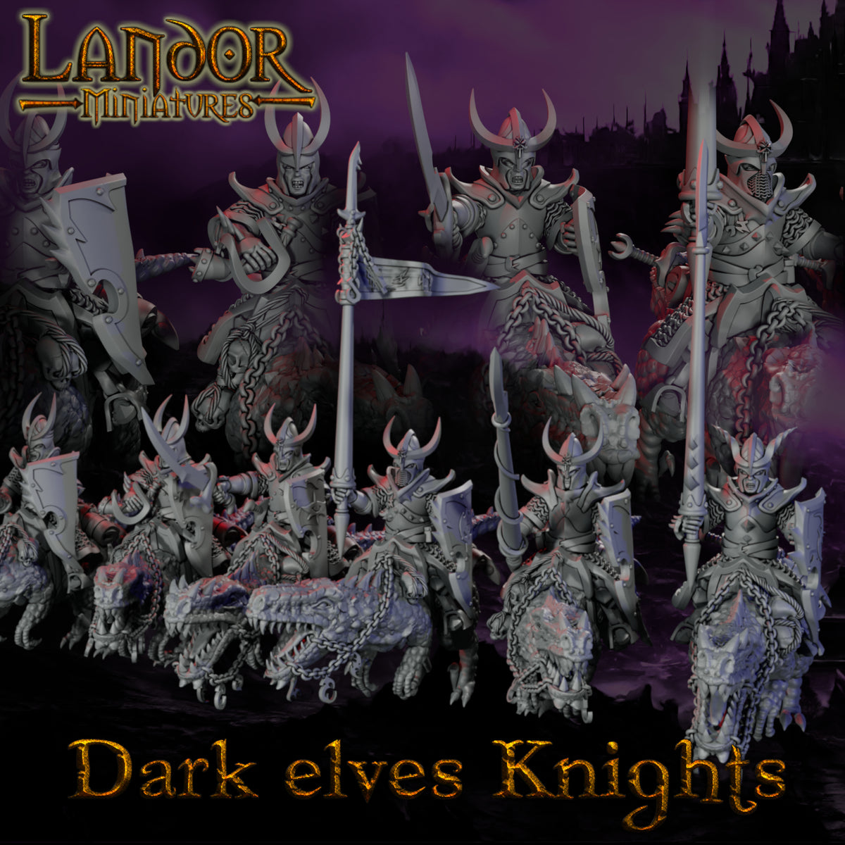Dark elves Knights – Landor Miniatures 3D Printed Miniature (32mm) - image 3