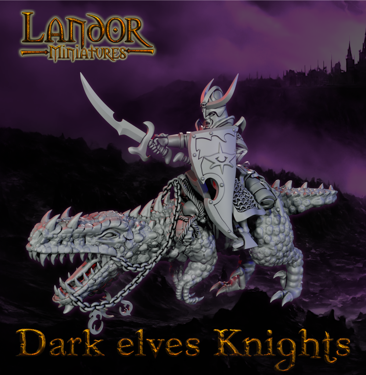 Dark elves Knights – Landor Miniatures 3D Printed Miniature (32mm) - image 7