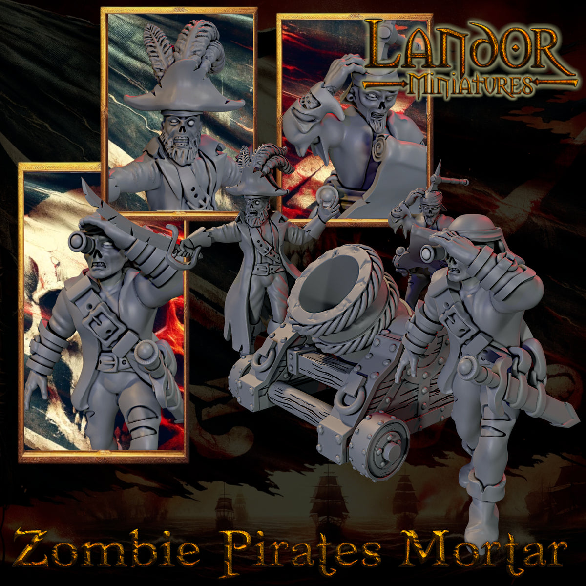 Zombie Pirates Mortar – Landor Miniatures 3D Printed Miniature (32mm) - image 3
