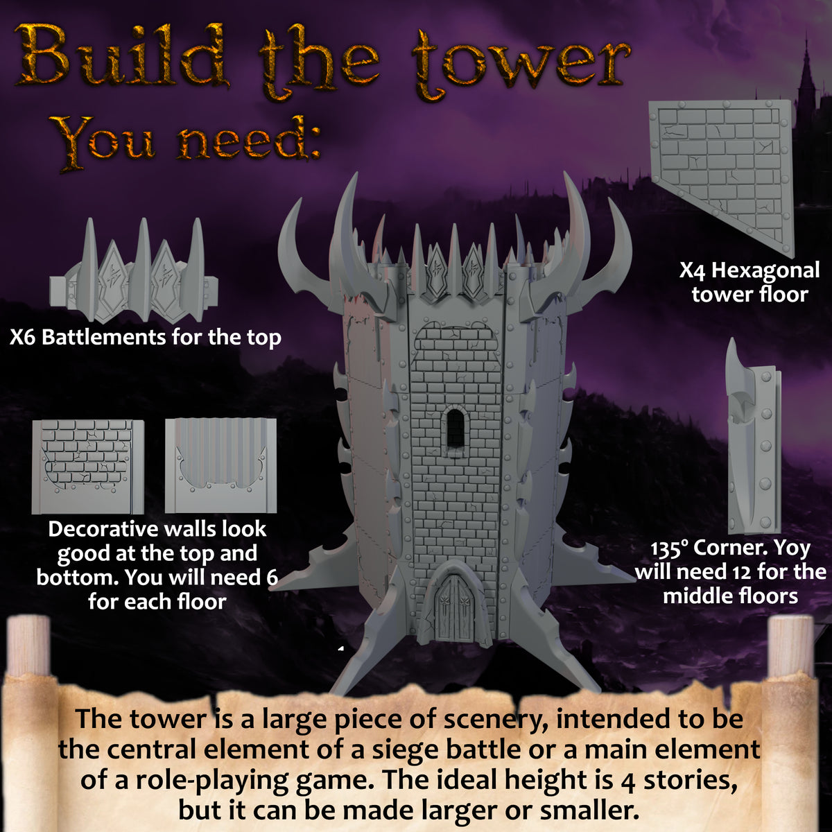 Dark Elves Tower – Landor Miniatures 3D Printed Miniature (32mm) - image 2