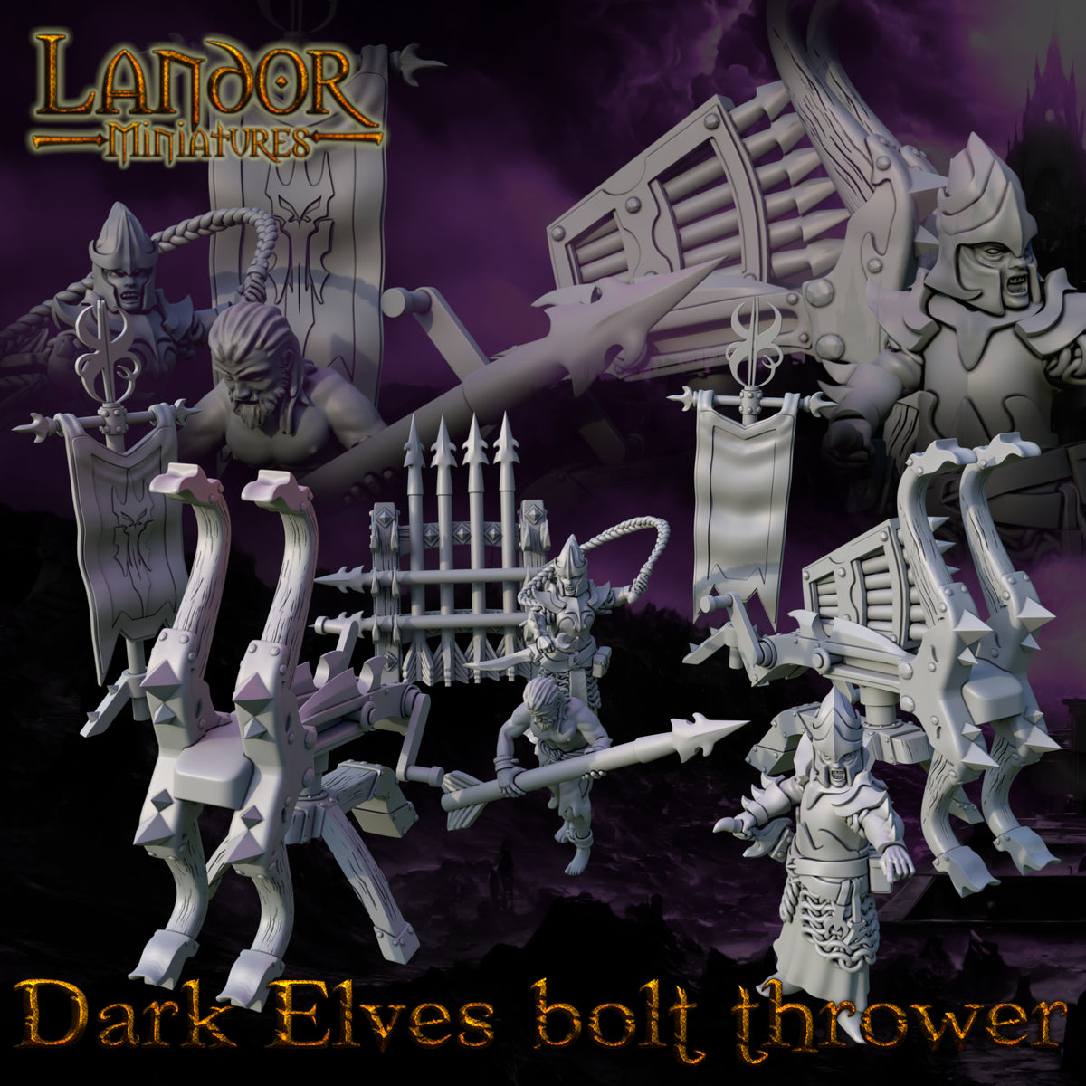 Dark Elves Bolt Thrower – Landor Miniatures 3D Printed Miniature (32mm) - image 2