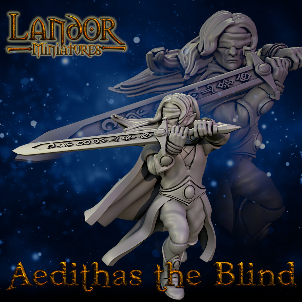 Aedithas the Blind – Landor Miniatures 3D Printed Miniature (32mm) - image 2
