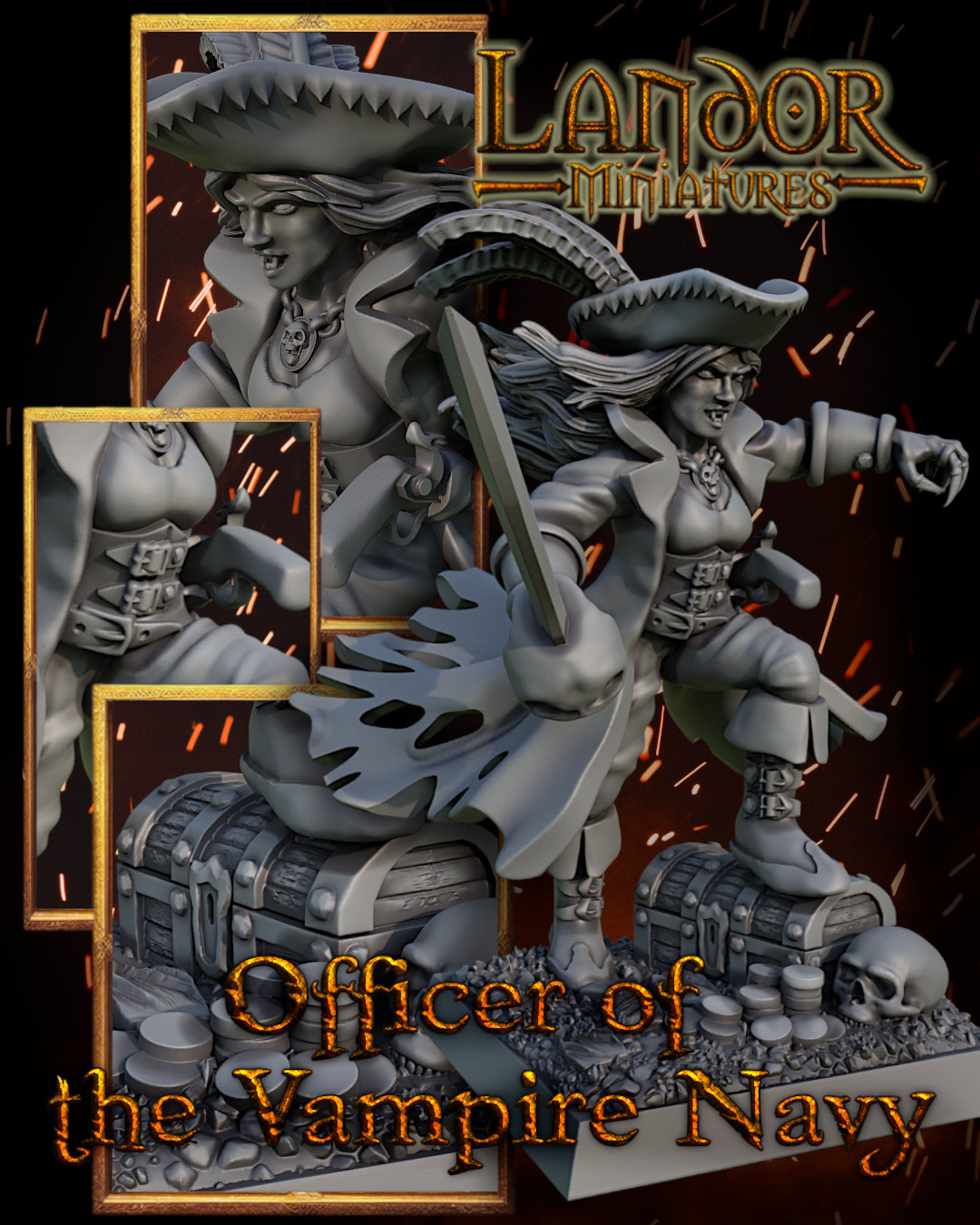 Officer of the vampire Navy – Landor Miniatures 3D Printed Miniature (32mm) - image 3