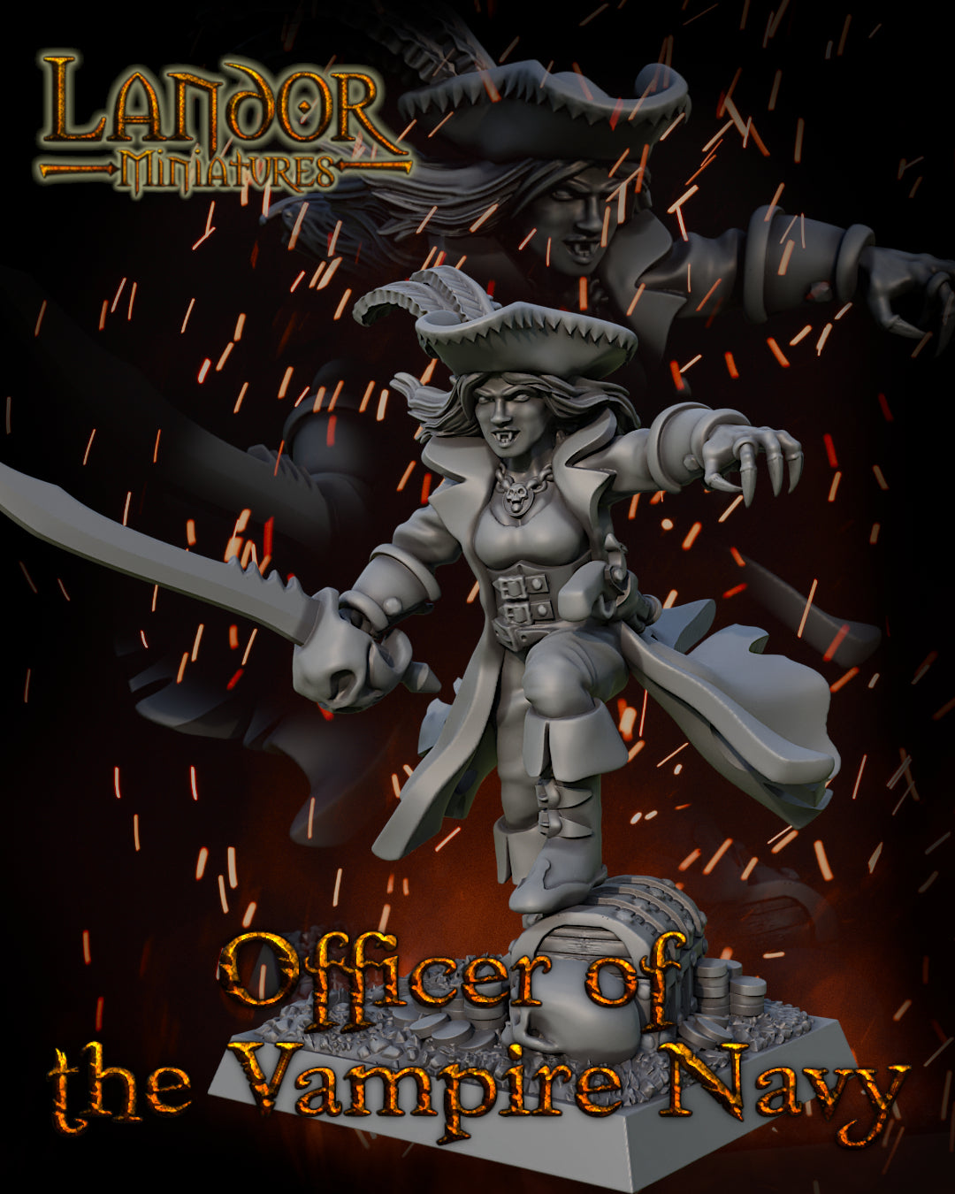 Officer of the vampire Navy – Landor Miniatures 3D Printed Miniature (32mm) - image 5