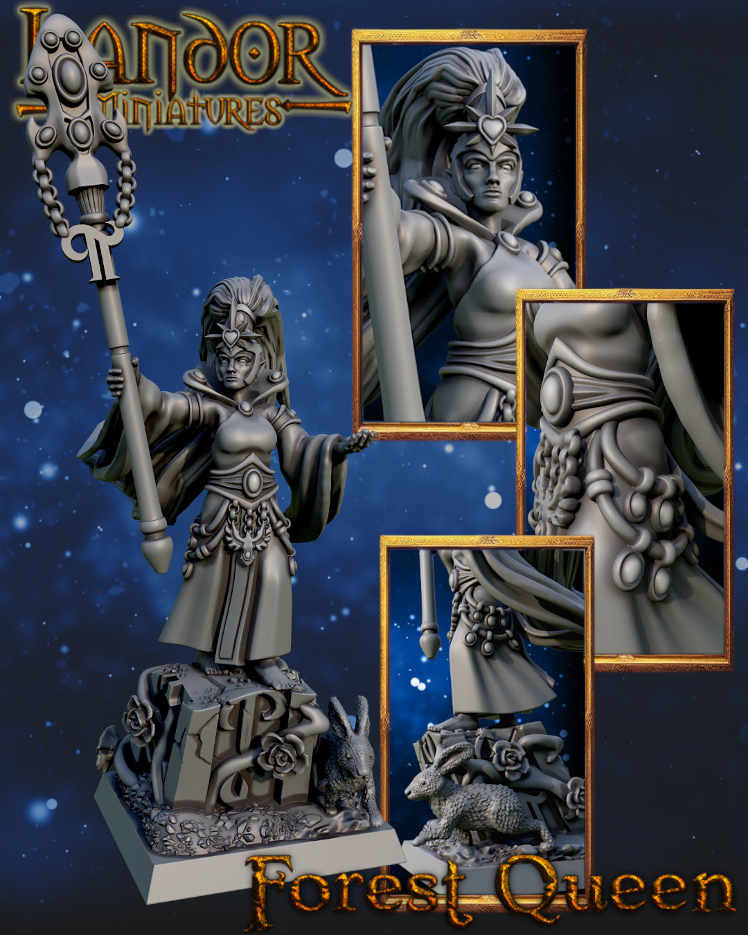 Forest Queen – Landor Miniatures 3D Printed Miniature (32mm) - image 8