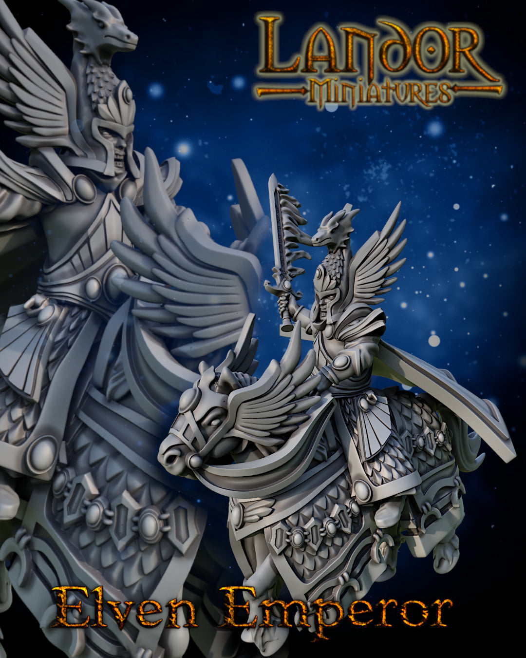 Great Elven Emperor – Landor Miniatures 3D Printed Miniature (32mm) - image 2