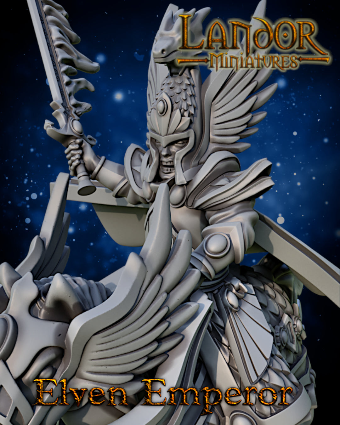 Great Elven Emperor – Landor Miniatures 3D Printed Miniature (32mm) - image 3